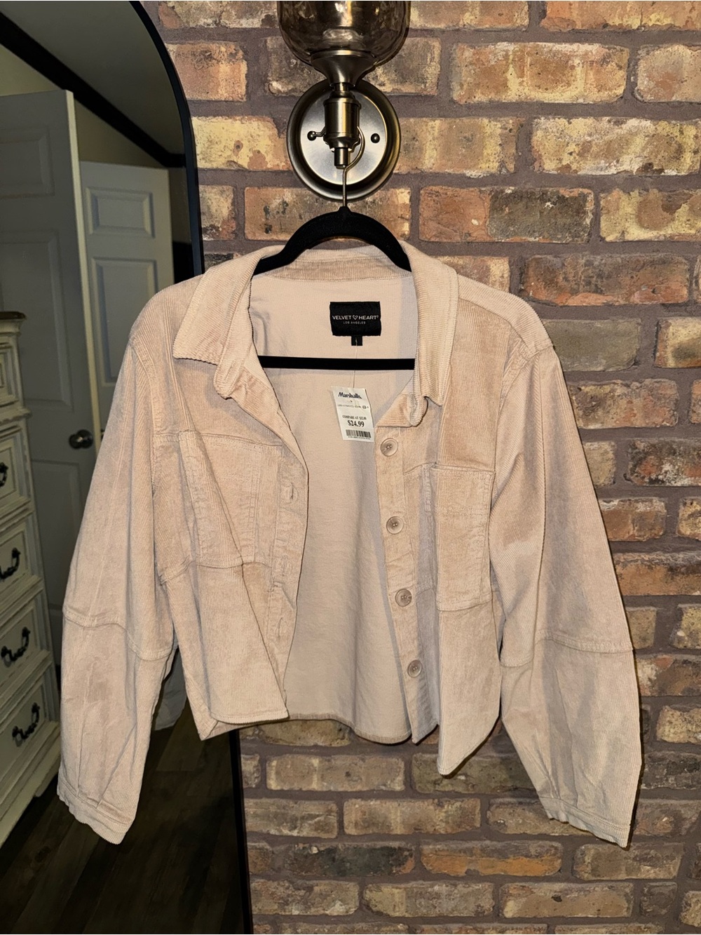 Velvet by Graham & Spencer Light Blush Corduroy Cropped Jacket